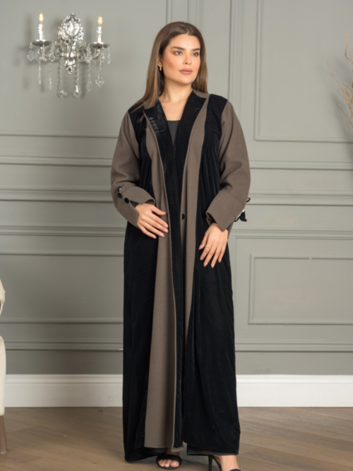 عباية شتوية مخمل مع جوخ ملون