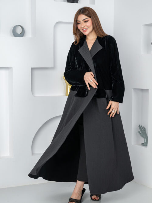 عباية شتوية مخمل مع جاكار كوري